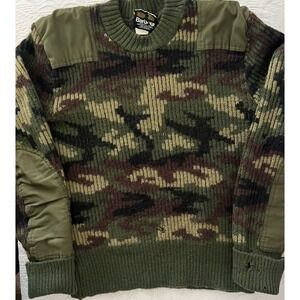 VTG Barbour Commando Sweater Mens 46 Green Camo Wool Military Made in England